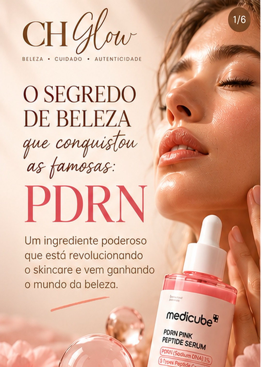 PDRN no universo da beleza — arte informativa CH Glow; abra para ler em tamanho original